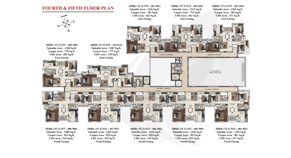 floorplans of DRA Trinity Fourth And Fifth Floor Plan