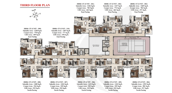 floorplans of DRA Trinity Third Floor Plan
