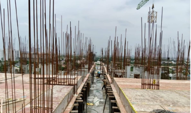 DRA Astra construction update on 29-08-2026 showing Tenth Floor P2 - Roof Slab Shuttering View in Flats in Madhavaram - Chennai.