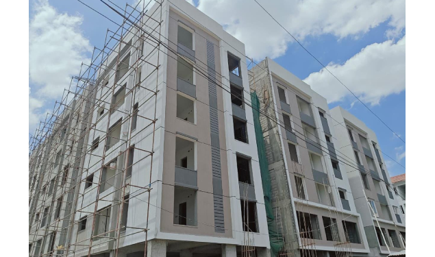 DRA Beena Clover construction update on 23-07-2026 showing Block-01 – Elevation View View in Flats in East Tambaram - Chennai.