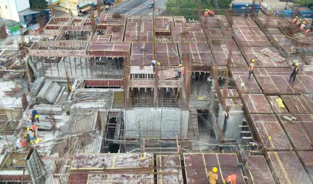 An image of Top View showing construction status of DRA Polaris residential Flats in Madhavaram, Chennai as on 23rd July 2026