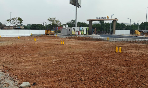 DRA Secura construction update on 19-02-2026 showing Plot Boundary Stone & Levelling Completed in Plots in Poonamallee - Chennai.