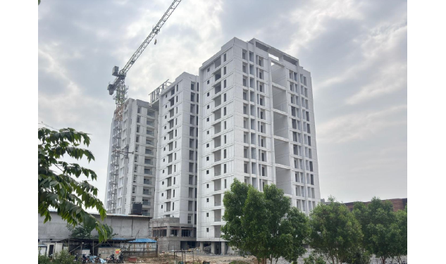 DRA Skylantis construction update on 17-12-2025 showing Elevation North East View in Flats in omr near sholinganallur - Chennai.