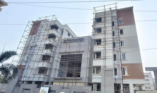 An image of Front View showing construction status of DRA Trinity residential Flats in Thoraipakkam, Chennai as on 14th May 2026