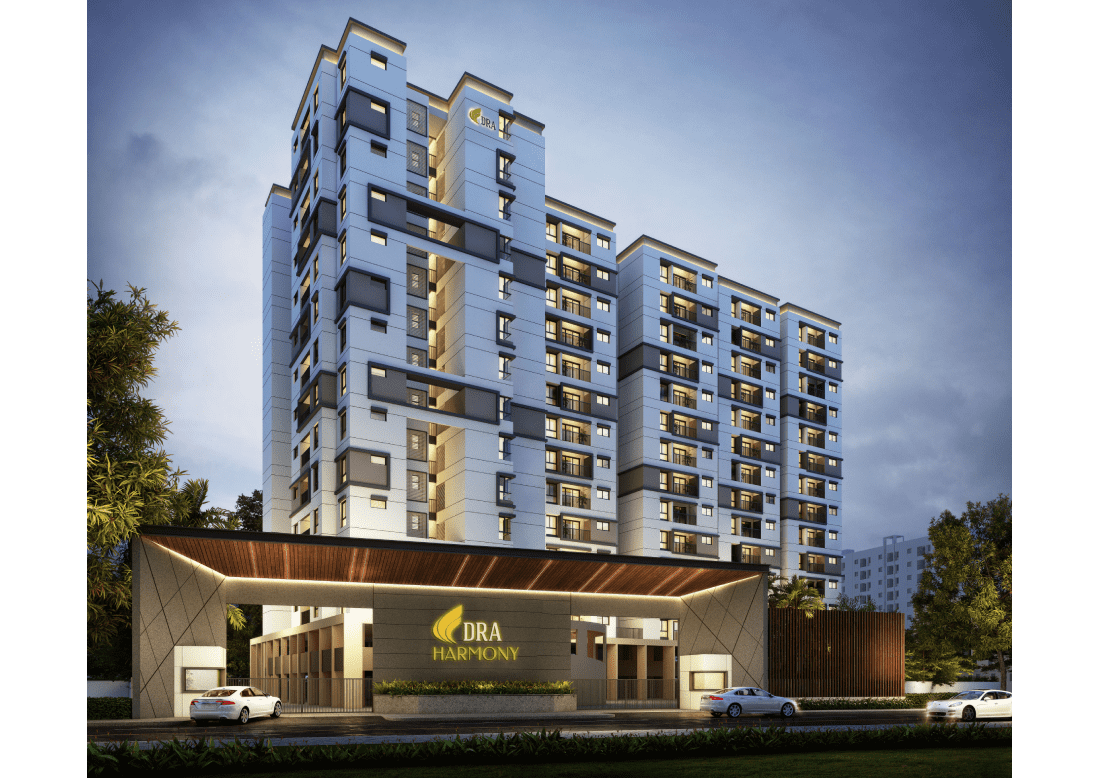 Front Elevation of DRA Harmony Flats in OMR - Navalur, Chennai