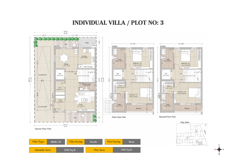 floorplans of DRA Individual Villa plat no 3