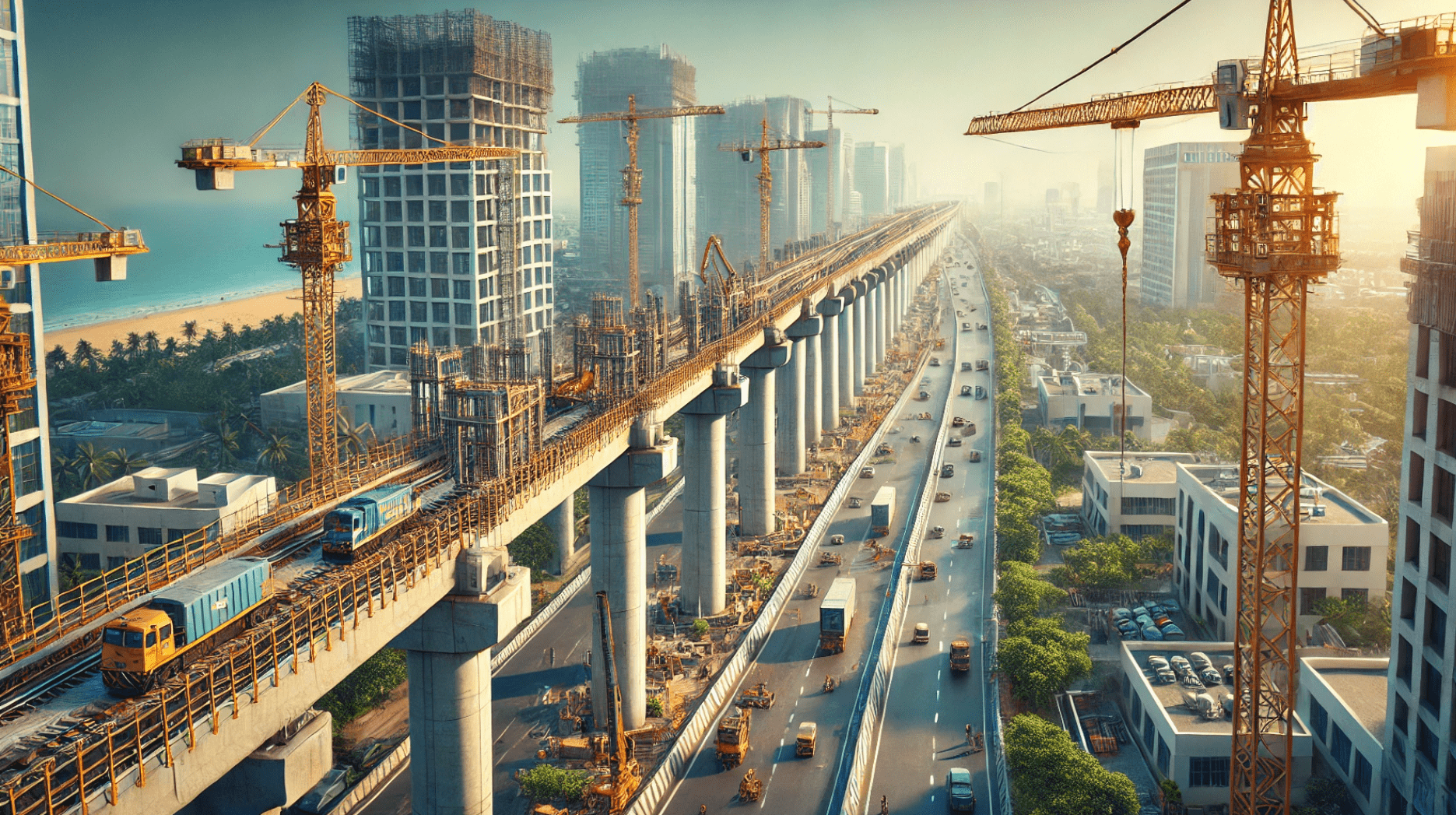 Aerial view of Sholinganallur with the proposed ECR elevated corridor.