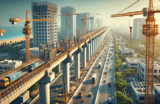 Aerial view of Sholinganallur with the proposed ECR elevated corridor.