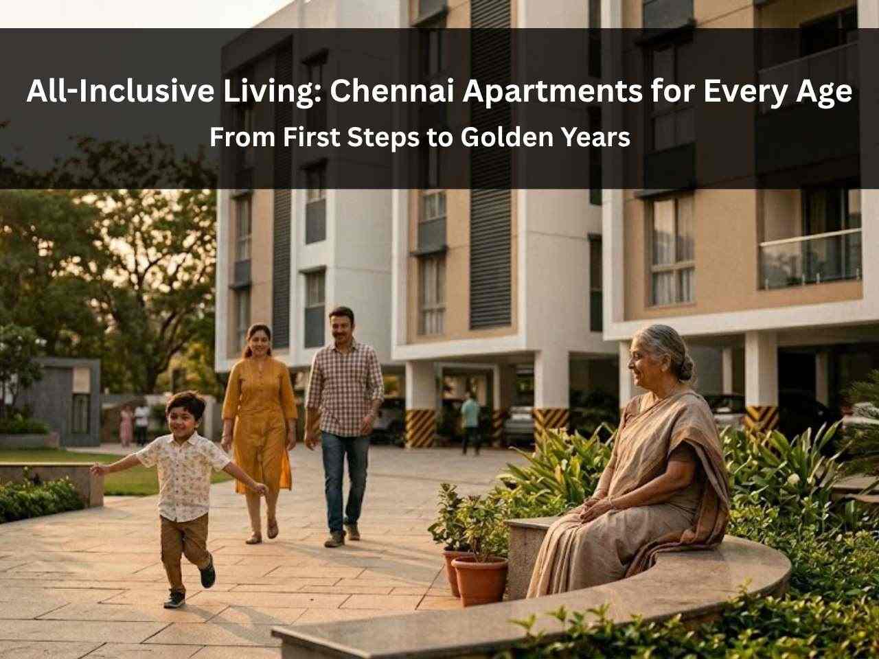 Multi-generational family at a modern gated community apartment in Chennai