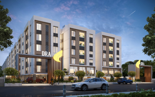Front elevation of DRA Clover, Eco-Friendly Apartments in Selaiyur, East Tambaram, Chennai