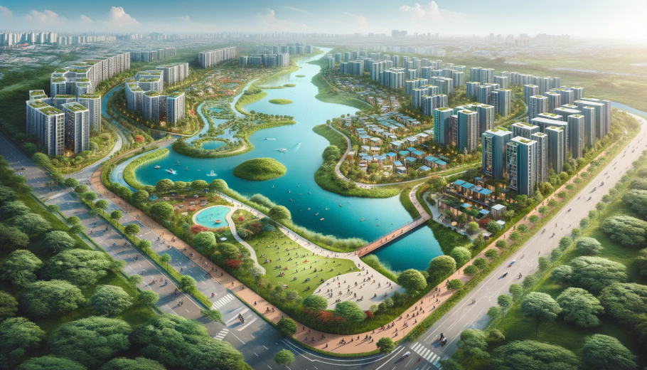 An artistic impression of the Siruseri Lake Redevelopment by SIPCOT