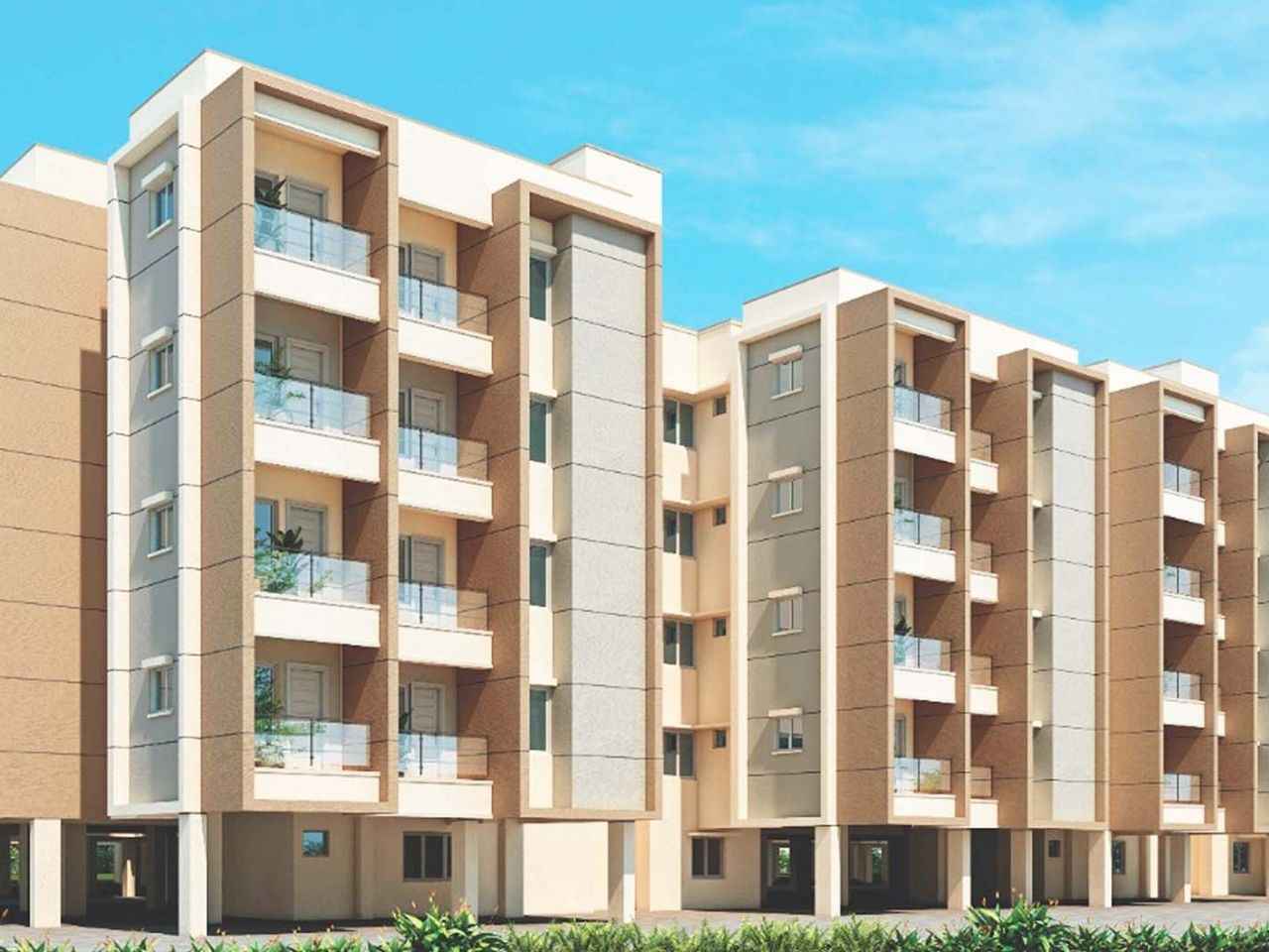 Modern apartment building by DRA Urbania symbolizing new flat ownership opportunities in Avadi, Chennai for first-time homebuyers